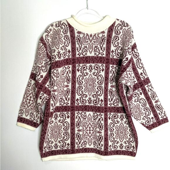 Cut 4 U Vintage 80's Mom Sweater Rolled Mock Neck Acrylic Size Large - Picture 1 of 7